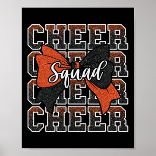 Orange Black Bow Cheer Squad Sport Cheerleader Che Poster