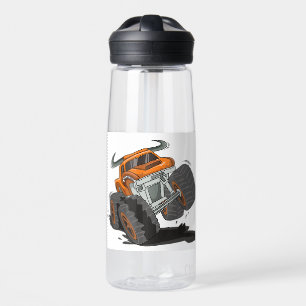 Orange Black Boys' Monster Truck Name Personalized Water Bottle