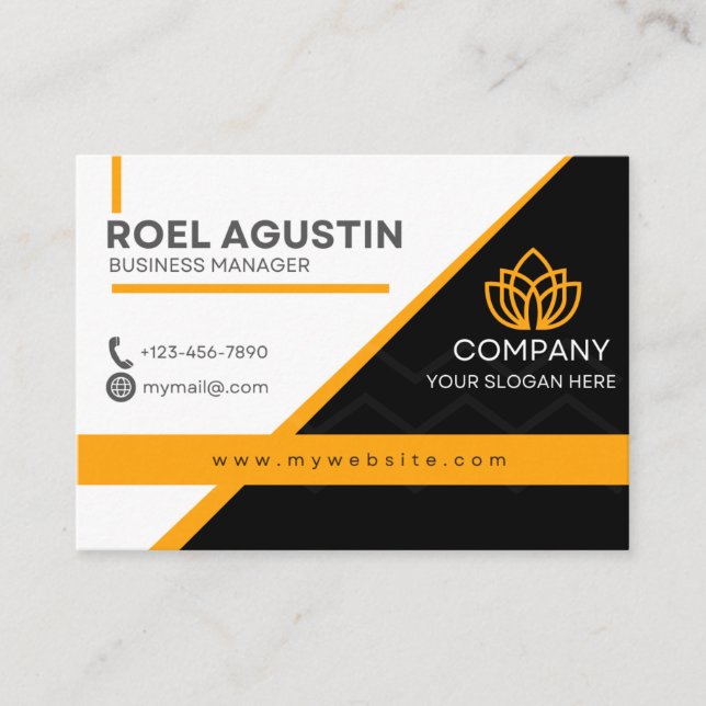 Orange Black Business Card  (Front)