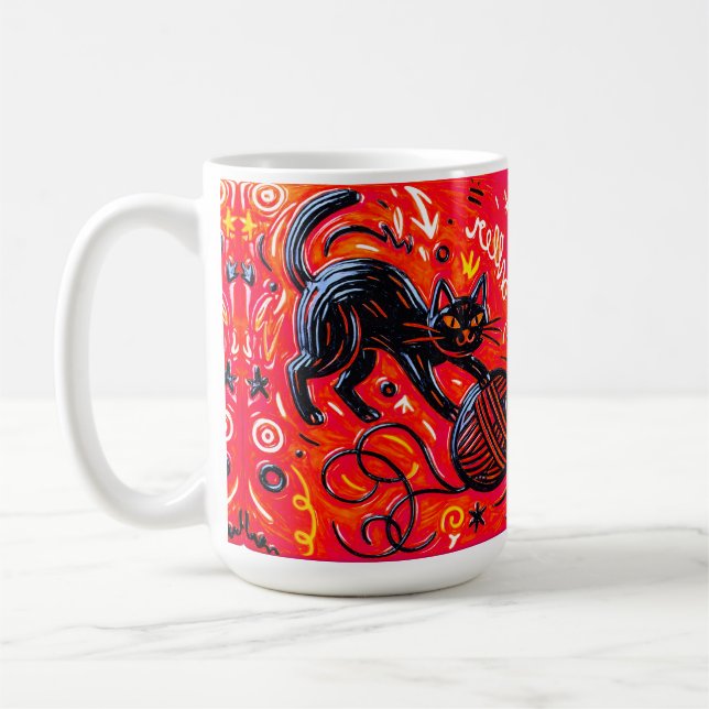 Orange Black Cat   Coffee Mug (Left)