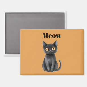 Orange Black Cat Meow Magnet