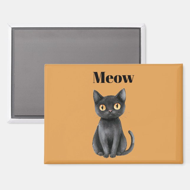 Orange Black Cat Meow   Magnet (Front/Back)