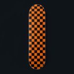 Orange Black Chequered Check Pattern Skateboard<br><div class="desc">Orange and Black Check Chequered Geometric Squares Pattern Design</div>