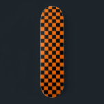 Orange Black Chequered Check Pattern Skateboard<br><div class="desc">Orange and Black Check Chequered Geometric Squares Pattern Design</div>