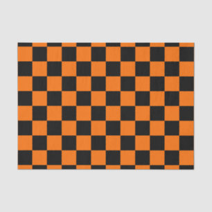 Orange Black Chequered Check Pattern Tissue Paper
