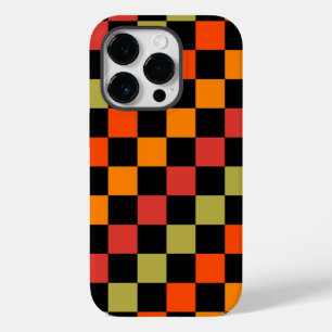 Orange Black Chequered Gingham Pattern Case-Mate iPhone 14 Pro Case