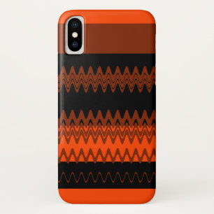 Orange Black Chevron Zigzag Stripes iPhone X Case