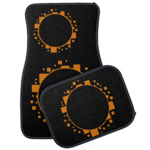 Orange Black Circle Squares Gear Pattern Digital  Car Mat