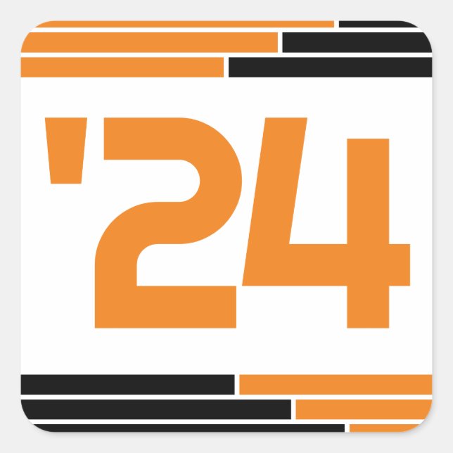 Orange & Black Class of '24 Graduation Square Sticker (Front)