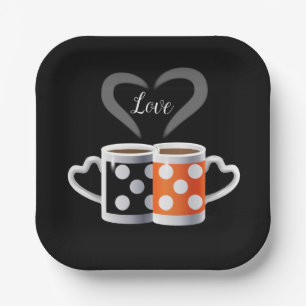 Orange + Black Coffee Color or We Belong Together Paper Plate