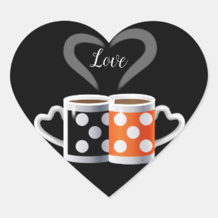 Orange + Black Coffee Colour or We Belong Together Heart Sticker