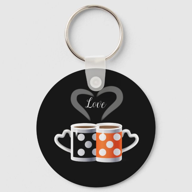 Orange + Black Coffee Colour or We Belong Together Key Ring (Front)