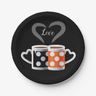 Orange + Black Coffee Colour or We Belong Together Paper Plate
