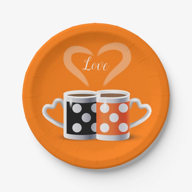 Orange + Black Coffee Colour or We Belong Together Paper Plate (Front)