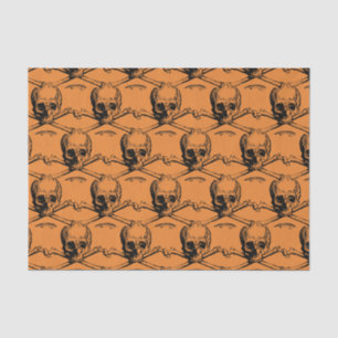 Orange Black Cool Pattern Skull Halloween party Tissue Paper