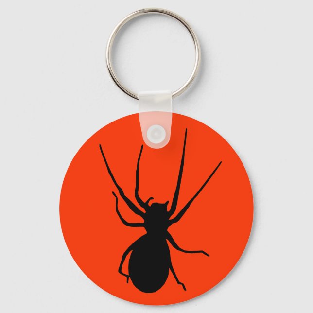 Orange Black Creepy Spider Key Chain (Front)