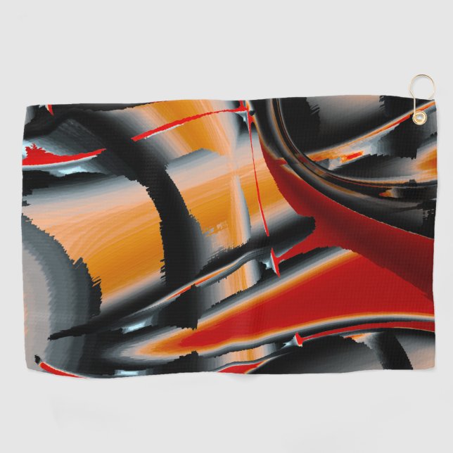 Orange black cropped digital paint magnification   golf towel (Horizontal)