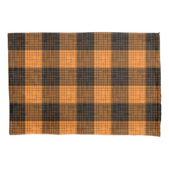  Orange Black Crosshatch Buffalo Check Pillowcase (Front)