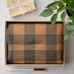 Orange Black Crosshatch Buffalo Check Tissue Paper
