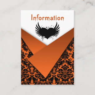 Orange, Black Damask Wedding Enclosure Card