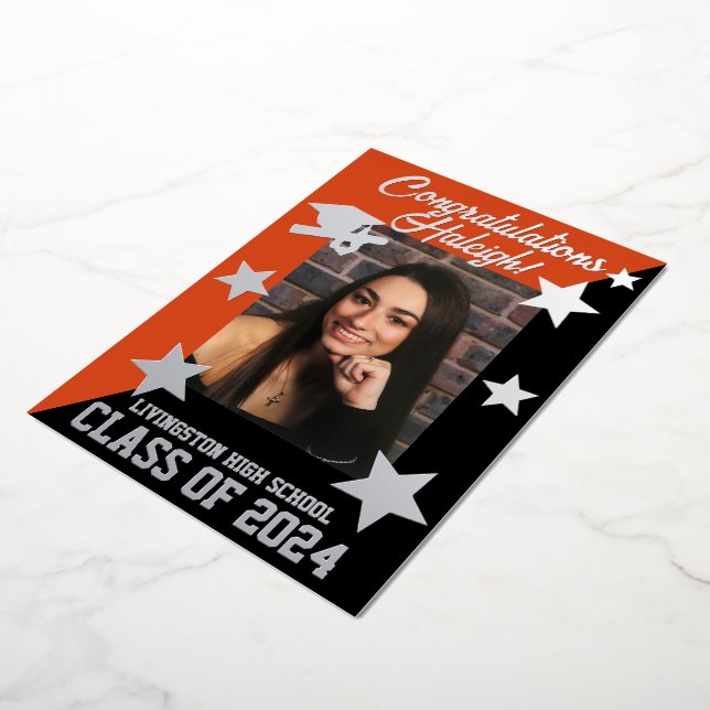 Orange & Black Diagonal, Graduation Silver (Rotated)