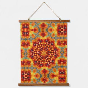 Orange Black Eyed Susan Daisy Abstract Hanging Tapestry