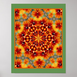 Orange Black Eyed Susan Daisy Abstract         Poster