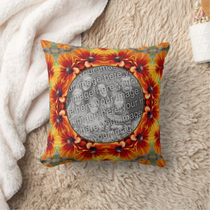Orange Black Eyed Susan Daisy Add Your Photo Cushion
