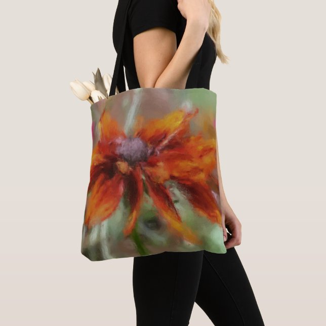 Orange Black Eyed Susan Flower Art Tote Bag (Close Up)