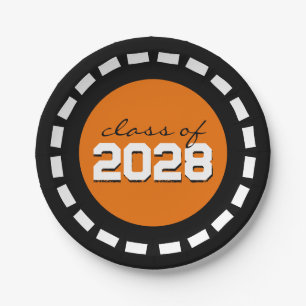 Orange & Black Filmstrip Class Year Graduation Paper Plate