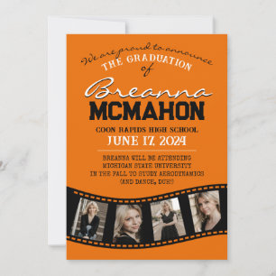 Orange & Black Filmstrip Graduation Announcement