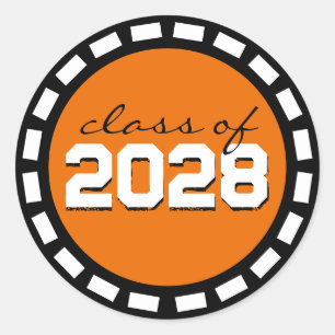Orange & Black Filmstrip Graduation Classic Round Sticker