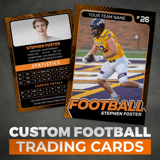 Orange & Black Football Trading Card Custom Player (Creator Uploaded)