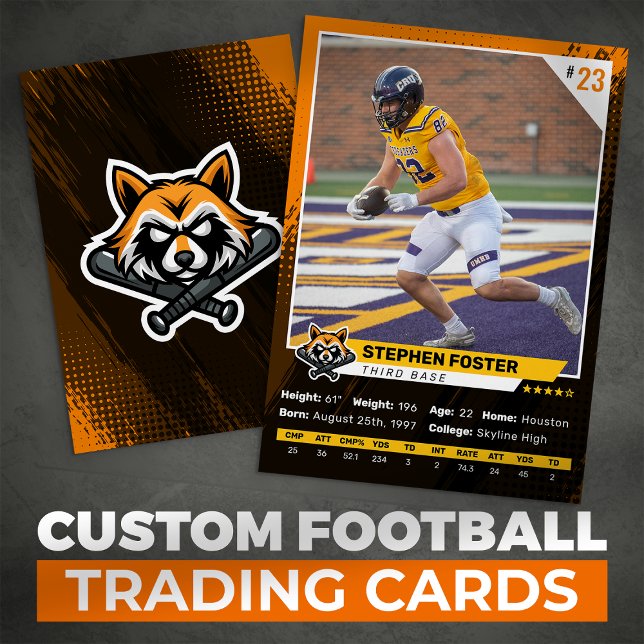 Orange & Black Football Trading Card Player Photo (Creator Uploaded)