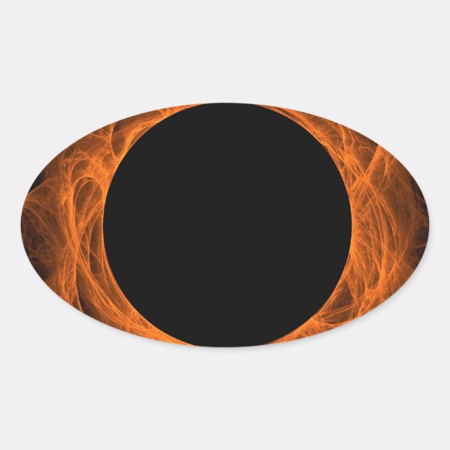 Orange & Black Fractal Background Oval Sticker (Front)