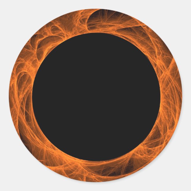 Orange & BLack Fractal BackgroundRound Sticker (Front)