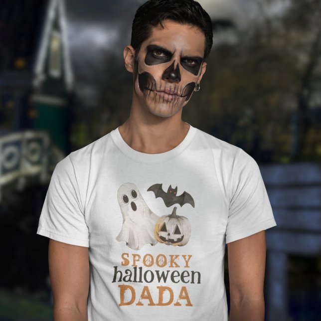 Orange Black Ghost Spooky Halloween Dada T-Shirt (Creator Uploaded)