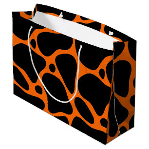 Orange & Black Giraffe Pattern Large Gift Bag