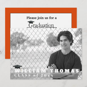 Orange & Black Grad Invitation, Matte 5" x 7" Card