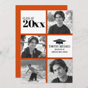 Orange & Black Grad Invitation, Matte 7" x 5" Invitation