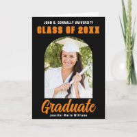 Orange Black Graduate Photo Folded Graduation