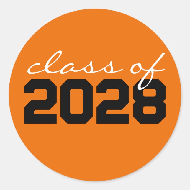 Orange & Black Graduation Classic Round Stickers (Front)