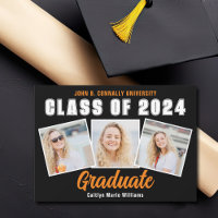 Orange Black Graduation Photo Collage Graduate