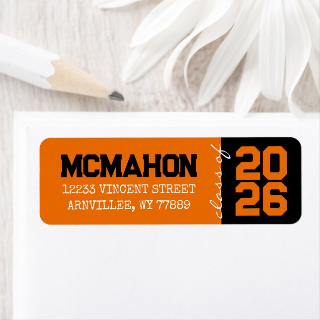 Orange & Black Graduation Return Address Labels (Creator Uploaded)