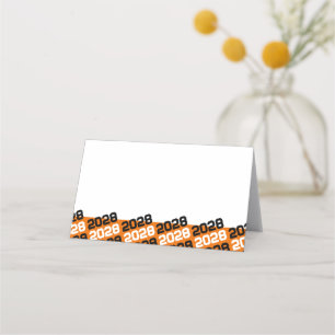Orange Black Graduation Year Folding Food or Place Card