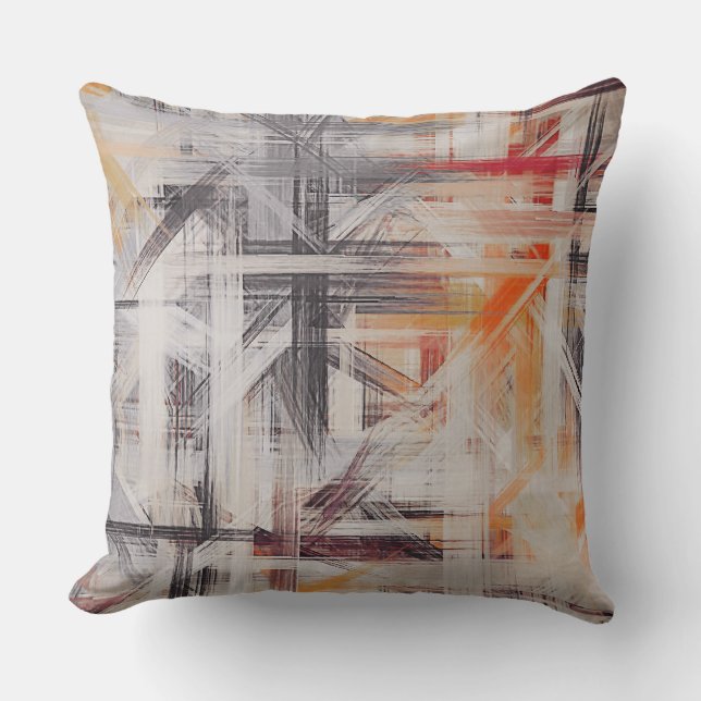 Orange Black Gray Abstract Cushion (Front)