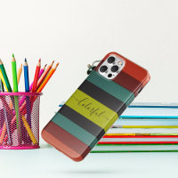 Orange black green striped monogram iphone cases