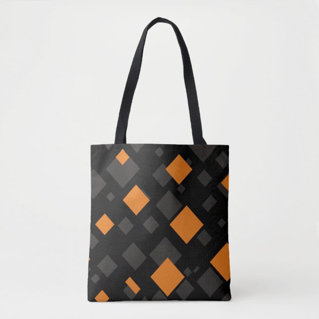 Orange Black Grey Float Squares Diamond Pattern   Tote Bag (Front)