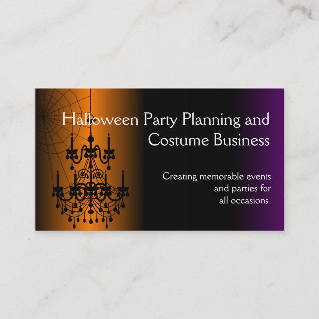 Orange/Black Halloween Chandelier Business Card (Front)