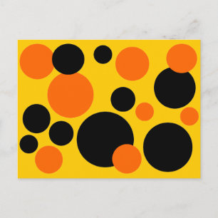 Orange & Black Halloween Dots Postcard